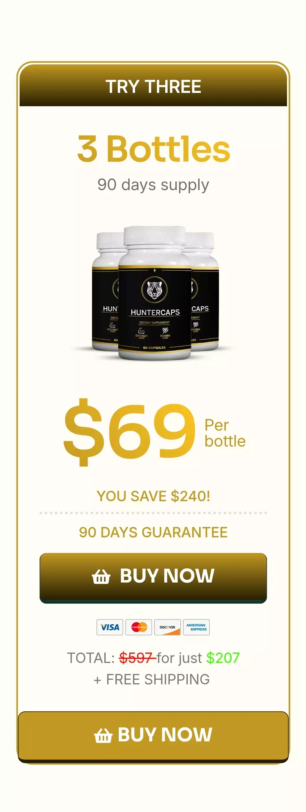 Hunter Caps™ 3 bottles pricing